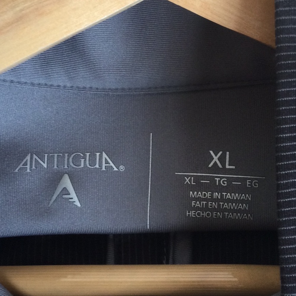 Like New (2) Mens XL Antigua Long Sleeve Black and Blue Striped Golf ⛳️ Shirts - Picture 6 of 8